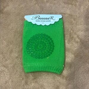 Bosoner Baby Knee Pads Anti Slip Crawling Safety Protector Green Pair